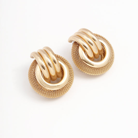 European And American Foreign Trade New Ins Wind Golden Volute Earrings Women