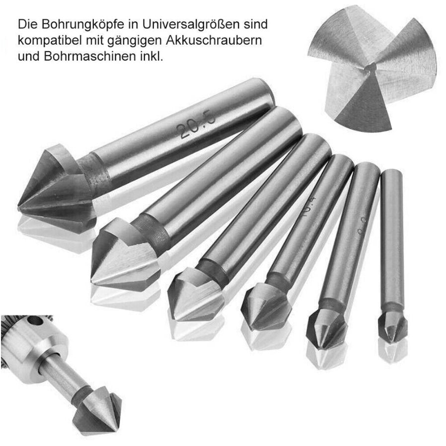 6 Pcs Lower Drill Sink Drill Sink Wood Metal HSS Cone Lower 6.3-20.5 Mm Set