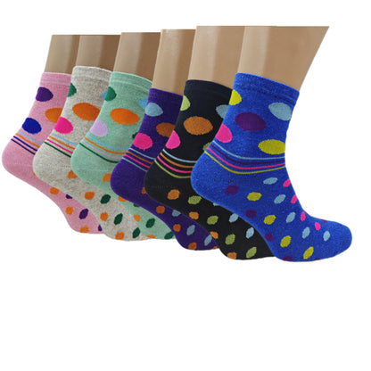 6  12  24 Pairs Womens Socks Mixed Striped  Polka Dot Designs