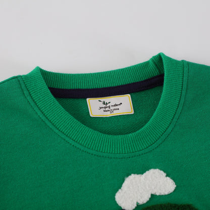 Mao Mao Embroidered Excavator Crew-Neck Long-Sleeve Childrens Top