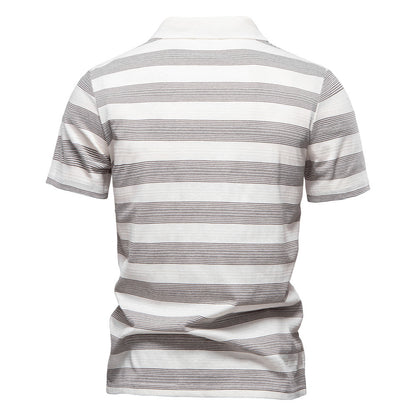 Striped Lapel Men's Polo Shirt Fashion