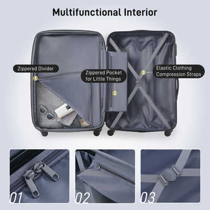 3 Piece Luggage Set Hardside Spinner Suitcase With TSA Lock 20 24 28 Available