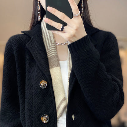 Cardigan Suit Collar Cardigan Coat Woman