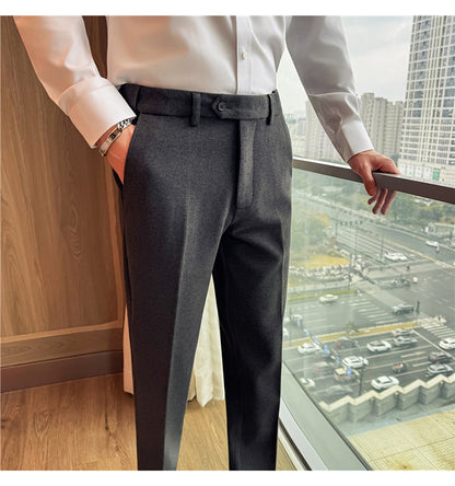 Men's Invisible Elastic Waist Thickened Warm Wool Trousers