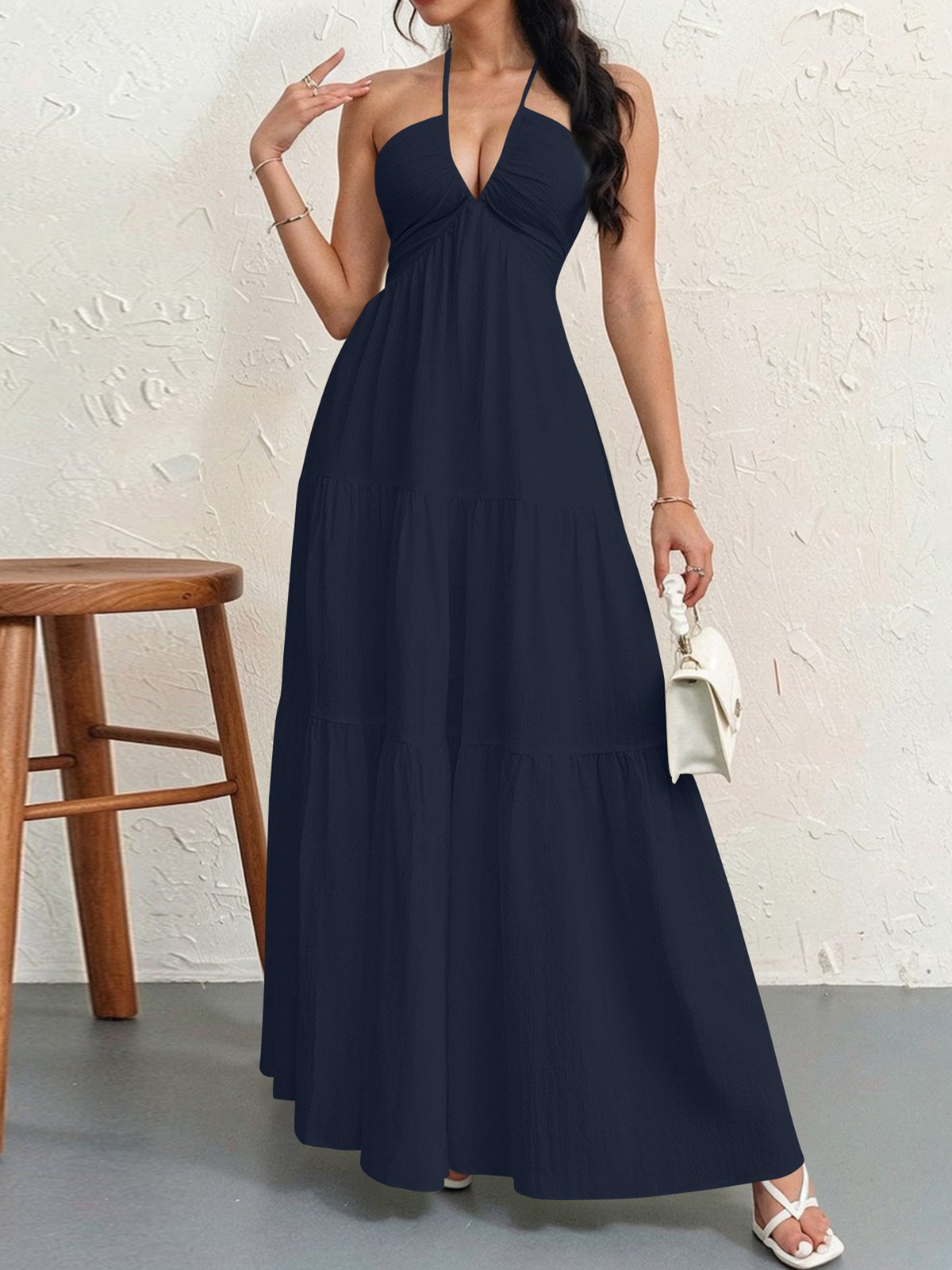 Womens Backless Halterneck Dress