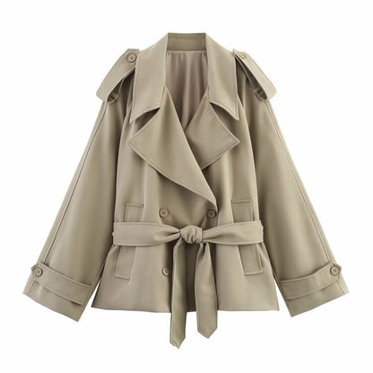 Loose Casual Long Sleeves Short Women's Windbreaker Coat