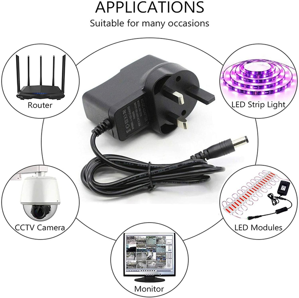 12V 1A AC -DC Adapter Charger Power Supply UK Plug For LED Light CCTV Camera UK
