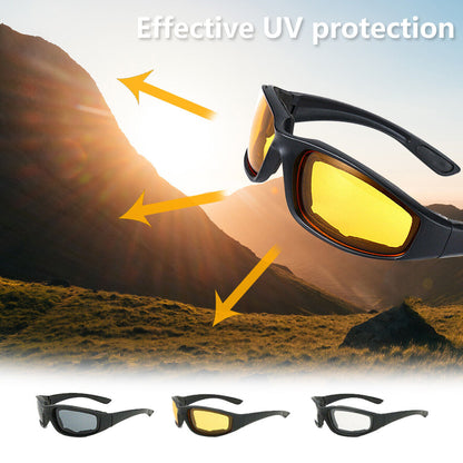 3 Pair Motorcycle Sports Padded Biker Riding Glasses Wind Resistant Sunglasses
