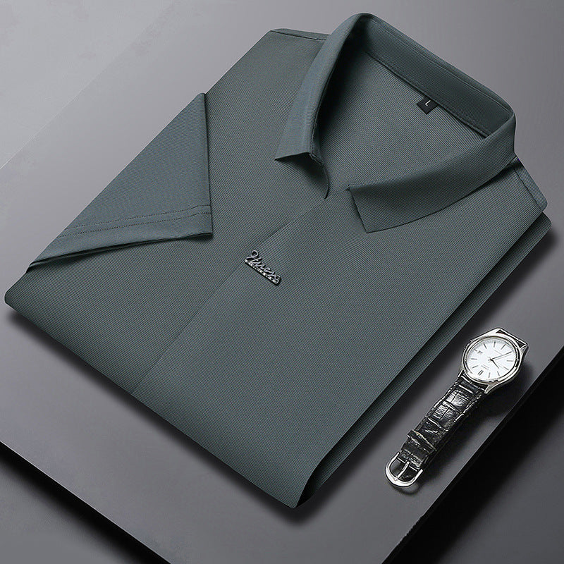 Ice Silk Short Sleeve Men's Fashion Casual Lapel