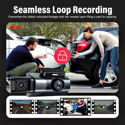 1296P HD Wifi Dash Cam Pro Car Camera Recorder 3-Lens Front Rear Night Vision UK