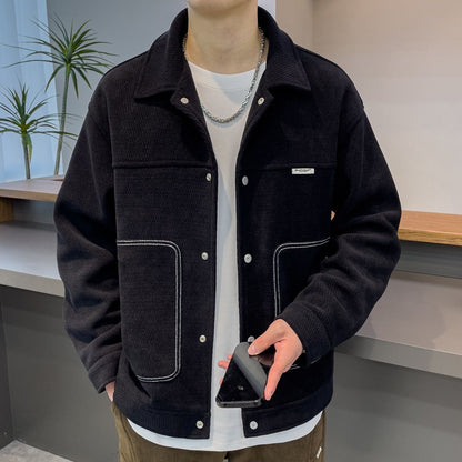 Mens Stylish Lapel Jacket A Versatile Outerwear Top
