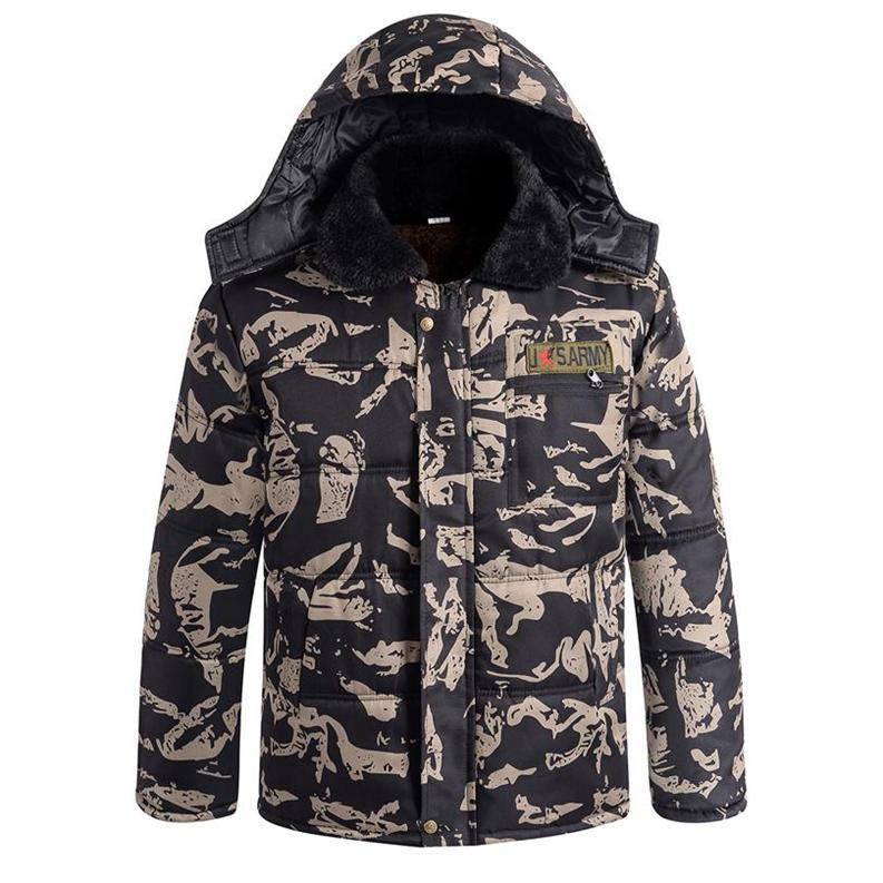 Winter Thickened Fleece Lined Camouflage Cotton Padded Jacket For Men