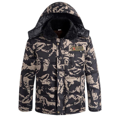 Winter Thickened Fleece Lined Camouflage Cotton Padded Jacket For Men