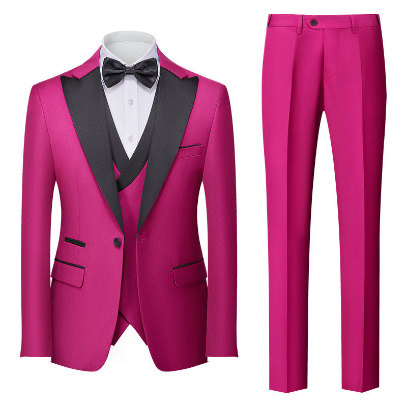 Korean-style Slim-fit Three-piece Suit Set