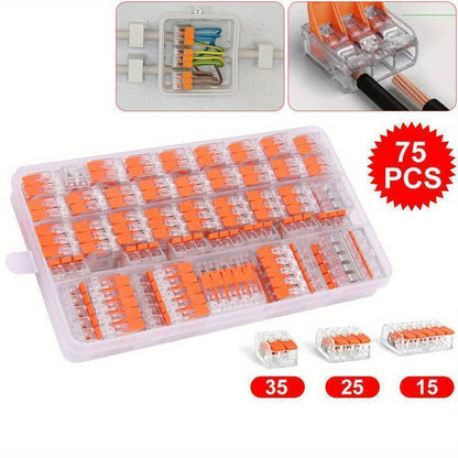 75x For Wago 221 Electrical Connectors Wire Block Clamp Terminal Cable Reusable