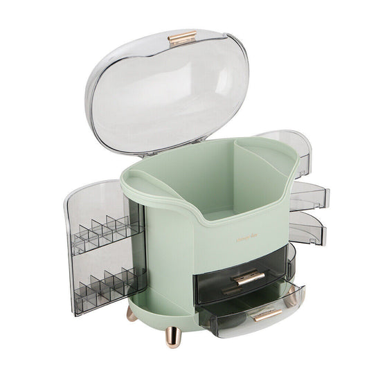 Large Cosmetic Skincare Organiser Tabletop Make-Up Storage Case 2 Drawers Box