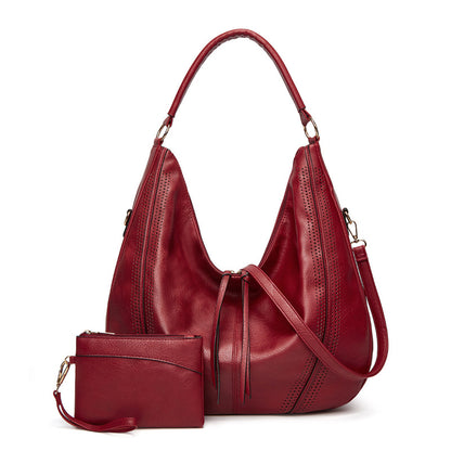 New Trend Retro Large Capacity Tote Shoulder Bag Tassel Hollow One-shoulder Casual Bag Women's Big Bag Casual Bag