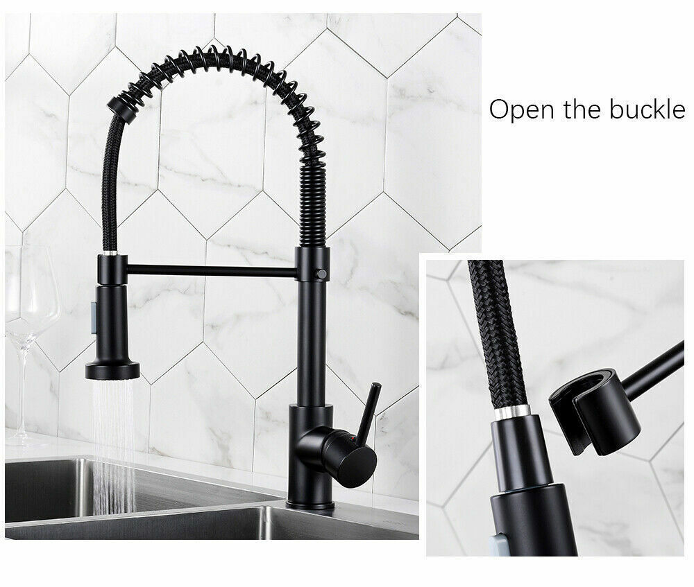 Modern Kitchen Pull Out Mixer Tap Dual Spout Spray Monobloc Sink Chrome Faucet