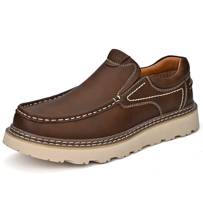 Low-top Thick-soled Men's Big Toe All-match Casual Leather Shoes
