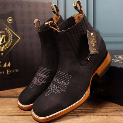 New European And American Embroidered Sleeve Chelsea Martin Boots Men's