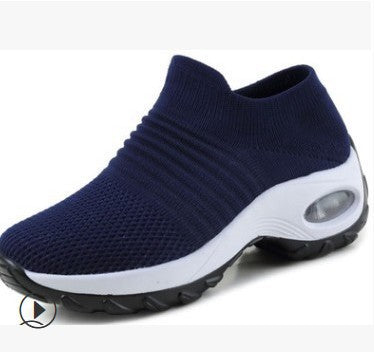 Large Size 43 Women's Shoes Air Cushion Fly-knit Sneakers Slip-on Shoes Fashion Rocking Shoes Casual Shoes Sock Shoes