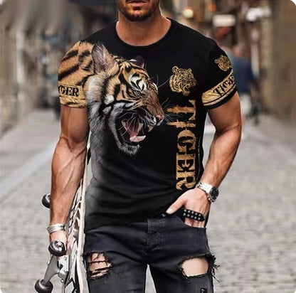 Fashion Personality Fierce Lion Printing 3d T-shirt Men