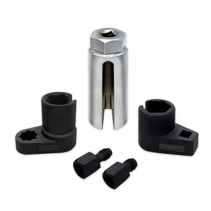 5Pcs 22mm Lambda Oxygen Sensor Socket Remove Set Kit Thread Chasers Tool W  Case