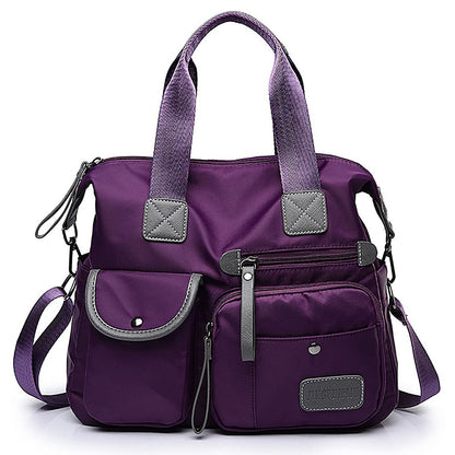 Tote Bag For Women, Multi Pockets Shoulder Handbag, Nurse Bag For Work, Large Cross Body Purse, Fashion Nylon Top Handle Satchel