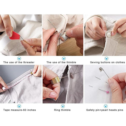 230Pc Large Portable Sewing Kit Home Travel Case Needles Thread Scissors Set Box