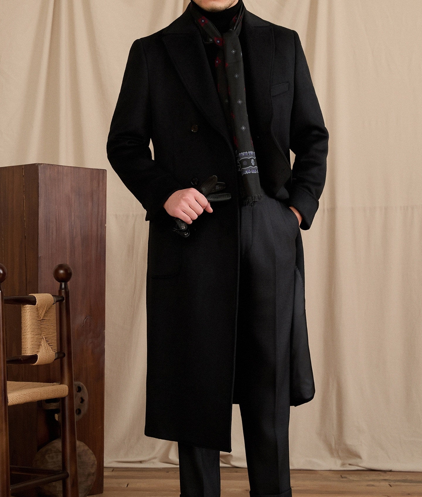 Mens Warm, Knee-Length, Retro, Slim-Fit, Thick Coat