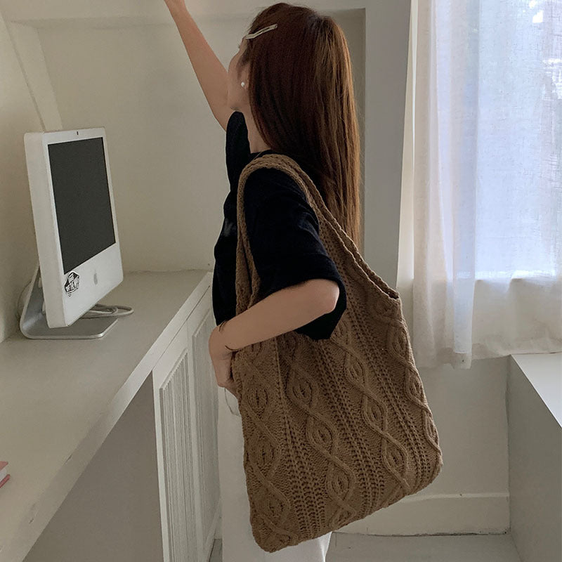 Retro Knitted Bag Handmade Wool Weaving