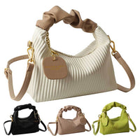 Women Fashion Crossbody Bag PU Leather Pleated Cloud Small Tote Bags Casual Simple Elegant Temperament Messenger Bags