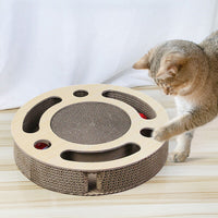Cat Scratcher Pad Toy 3 In 1 Round Corrugated Scratching Toy With Bell Ball