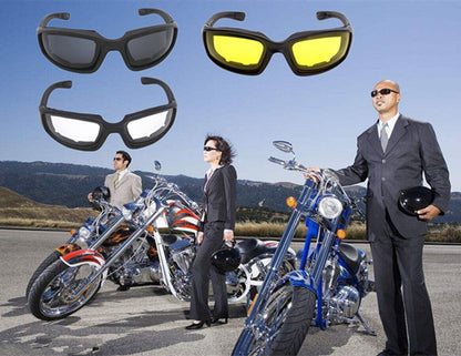 3 Pair Motorcycle Sports Padded Biker Riding Glasses Wind Resistant Sunglasses