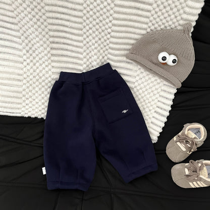 Fleece-lined Embroidered Thickened Casual Warm Pants