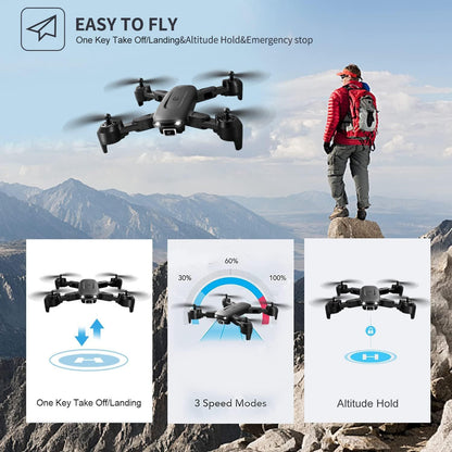 DE 4DRC V12 Drohne HD 4K-Weitwinkel-Dual-Kamera Tragbarer Faltbarer RC-Quadcopter,