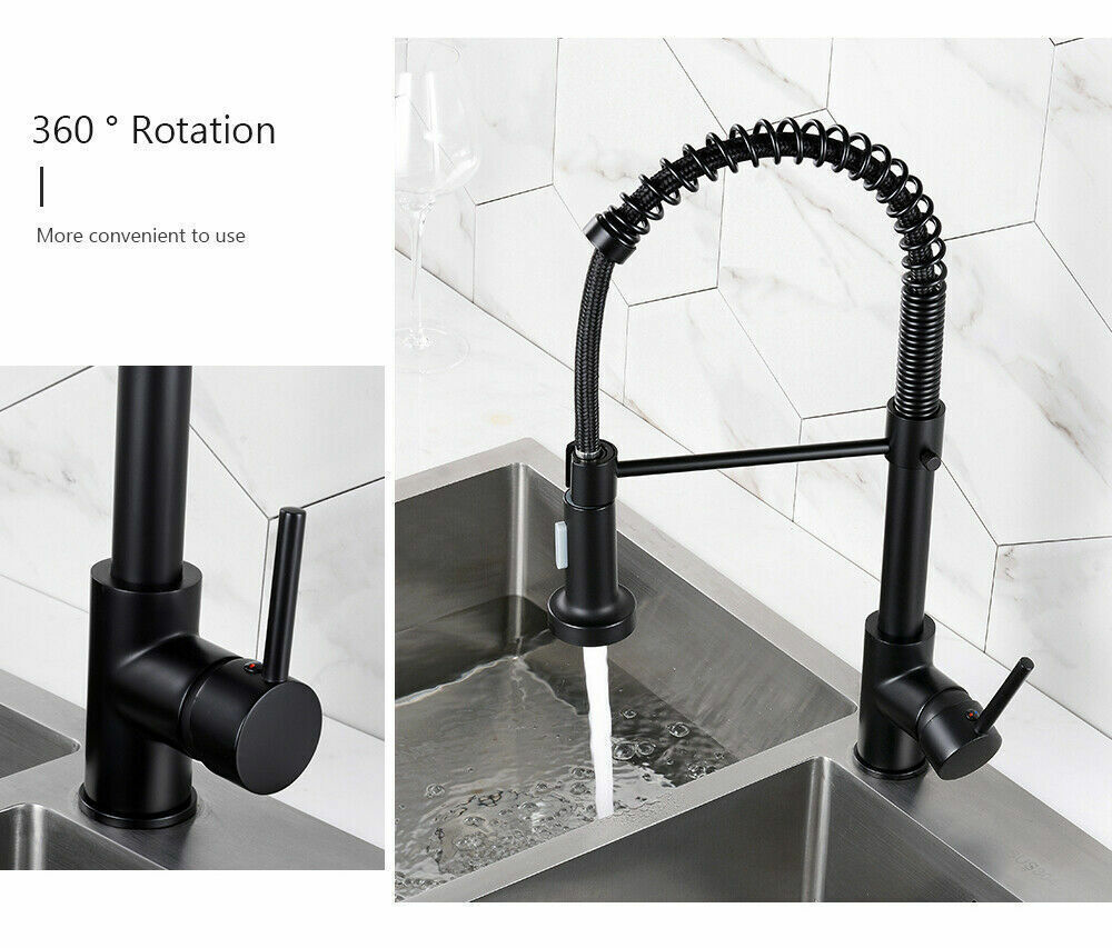 Modern Kitchen Pull Out Mixer Tap Dual Spout Spray Monobloc Sink Chrome Faucet