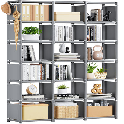 Book Shelf, Cube Storage Organizer, DIY Bookcase, Portable Metal Bookshelf, Tall Book Case For Bedroom, Living Room, Study Room, Office, Closet, Black Cubicle Rack -Black