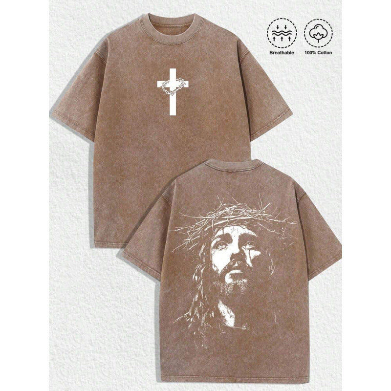 1 PC Religious With Crown Of Thorns Graphic Tee Featuring