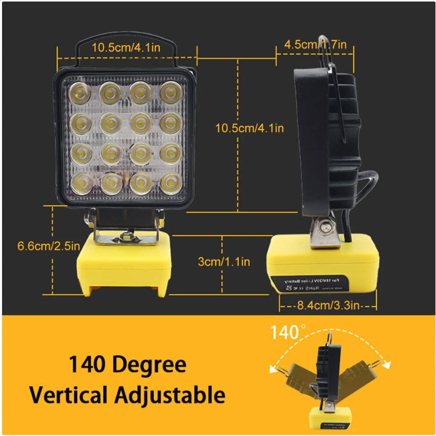 LED Work Light For 18V 20V Battery 6500K Cordless Flashlight With USB UK