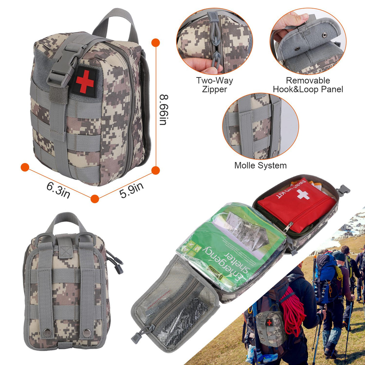 125Pcs Survival Kits Professional Emergency Survival Gear Tactical First Aid Kit Supplies For Outdoor Adventure Camping Hiking Hunting