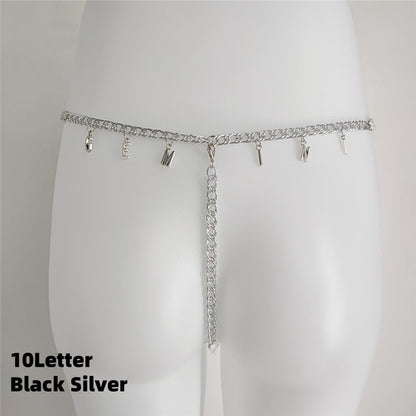 Exy Women Custom Thong With Letter Name Personality G-String Panties Underwear Waist Body Chain Lace Thongs Jewelry Gift