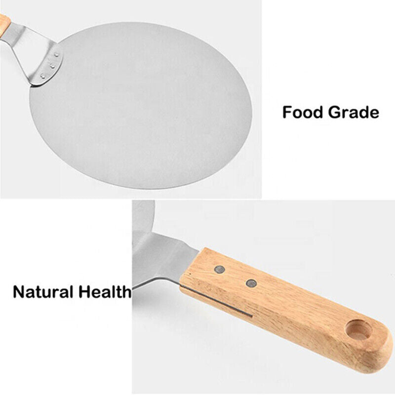 12Inch Stainless Steel Pizza Paddle Peel Bakers BBQ Oven Tray Wooden Handle UK