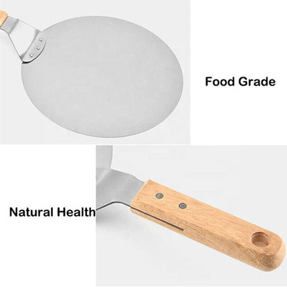12Inch Stainless Steel Pizza Paddle Peel Bakers BBQ Oven Tray Wooden Handle UK