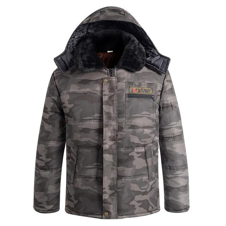 Winter Thickened Fleece Lined Camouflage Cotton Padded Jacket For Men