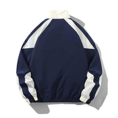 Men's Casual Spring And Autumn Outdoor Stitching Contrast Color Jacket