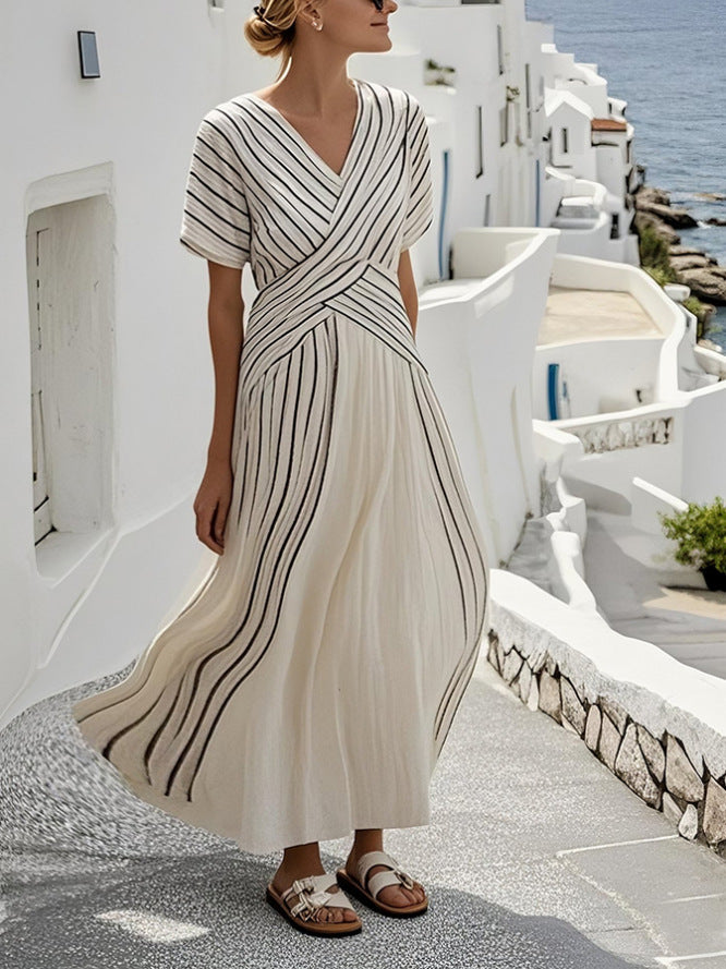 Women's Large Loose Striped Print Dress