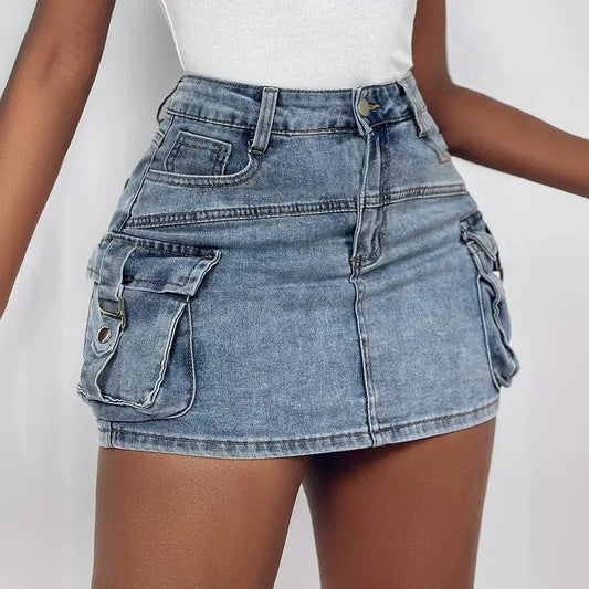 Fashion European And American Style Women's Overalls Pocket Skirt