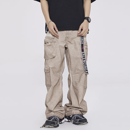 Heavy High-grade Workwear Multi-pocket Dirty Casual Pants
