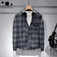 Men's Fashionable Lapel Casual Plaid Shirt
